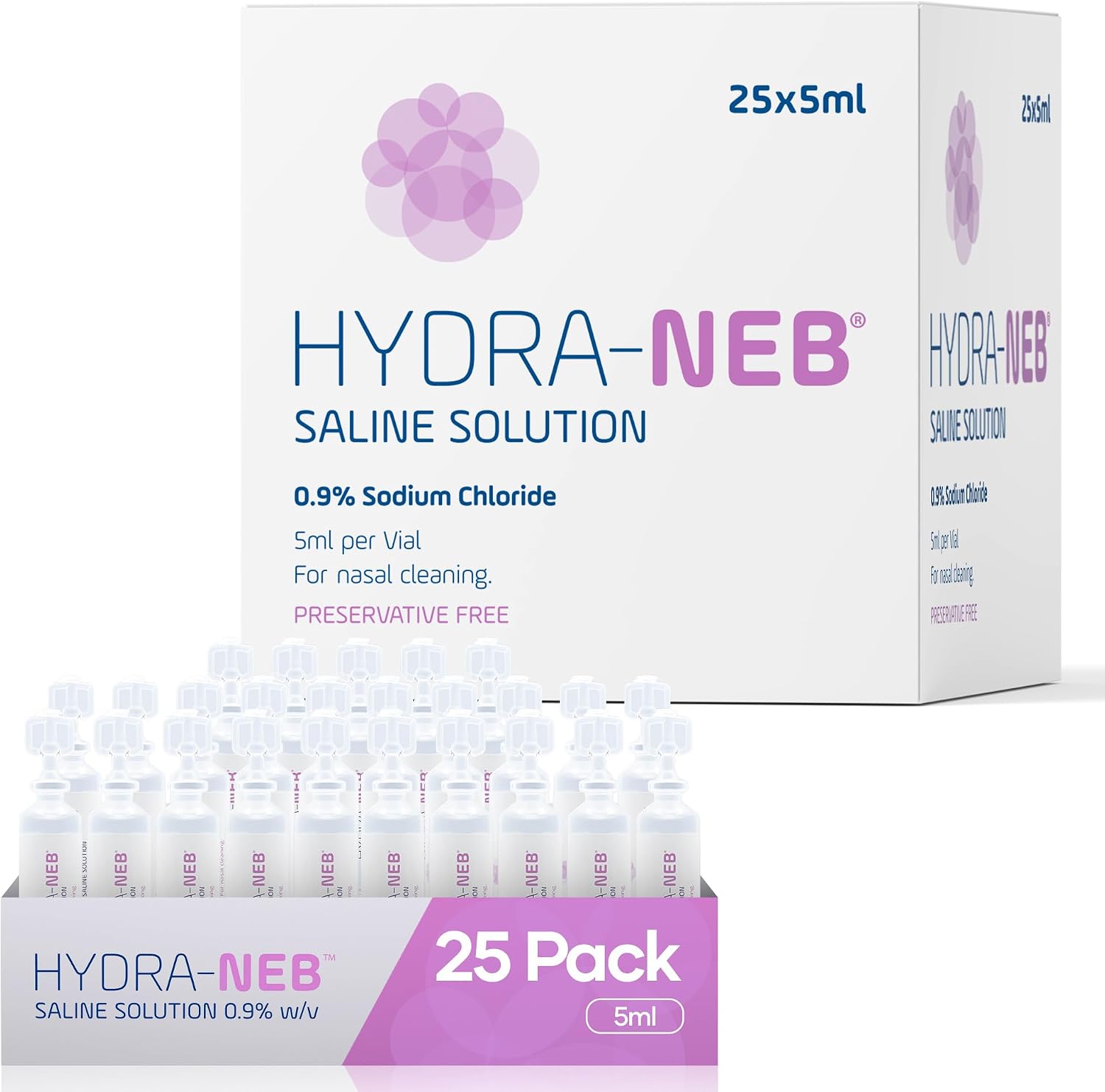 0.9% Saline Solution for Nasal Irrigation & Moisturizing of The Airways - Sodium Chloride Nose Cleanse Adults and All Ages (125 ml)