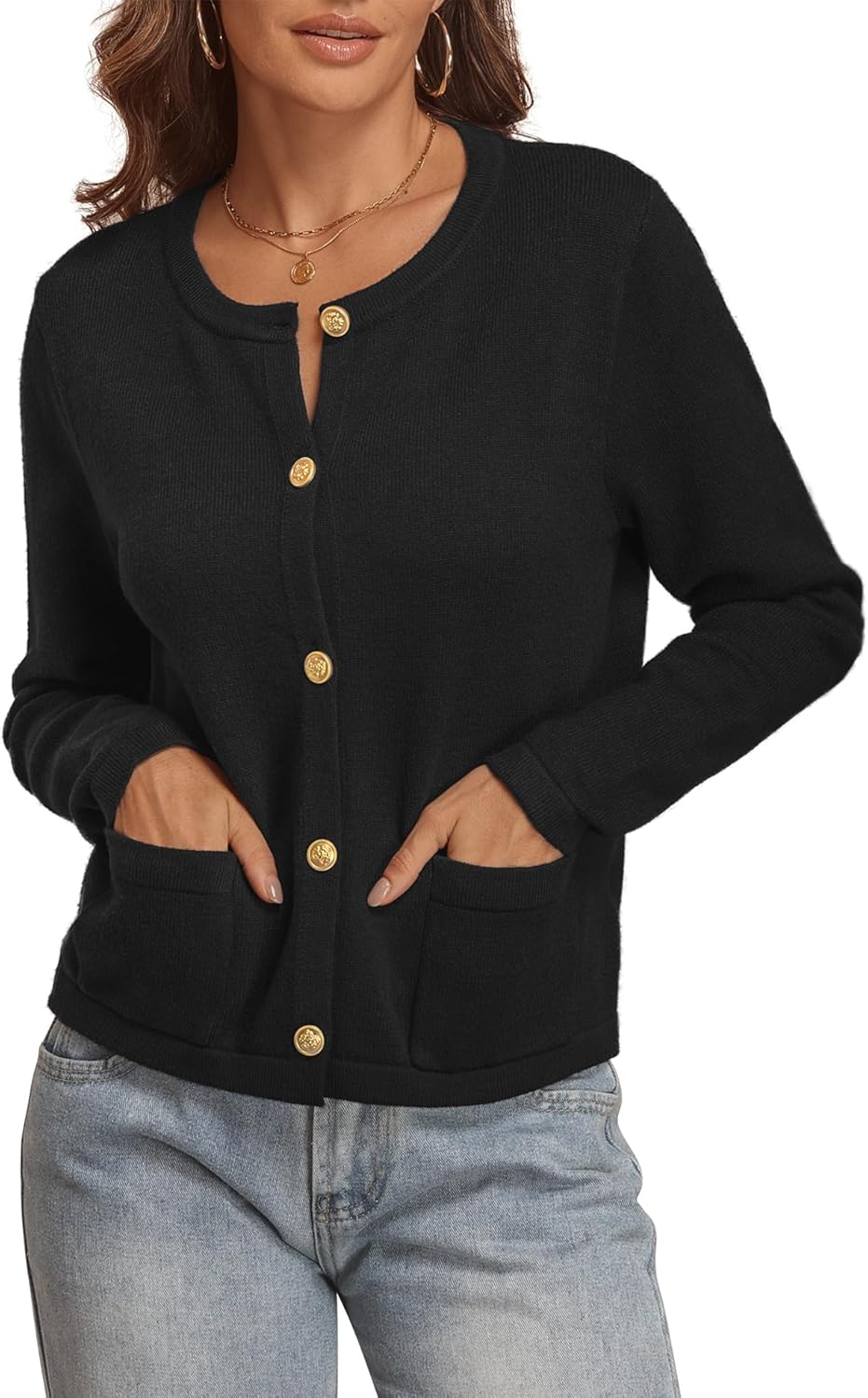 ATHMILE Women Striped Cardigan Sweaters Button Down Cropped Fall Fashion Outfits Winter Clothes Knit Lady Jackets Coat 2025