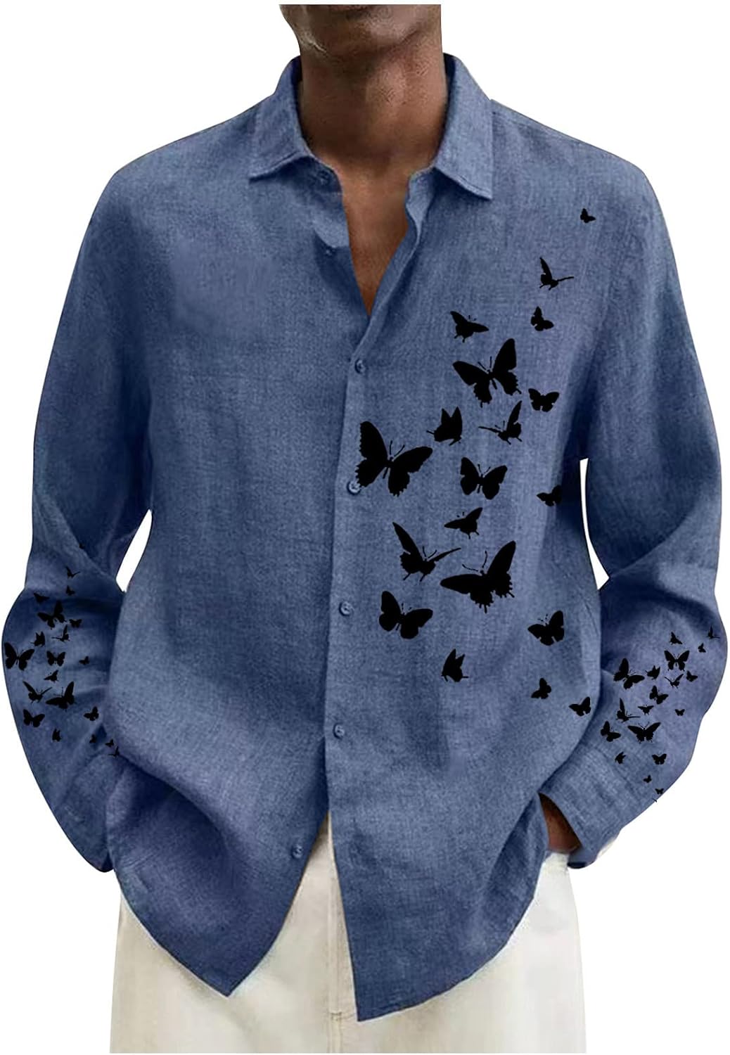 Ymosrh Men's Long Sleeve Shirts Hawaiian Shirt Summer Tropical Printed Casual Button Down Beach Shirts Shirts, M-4XL