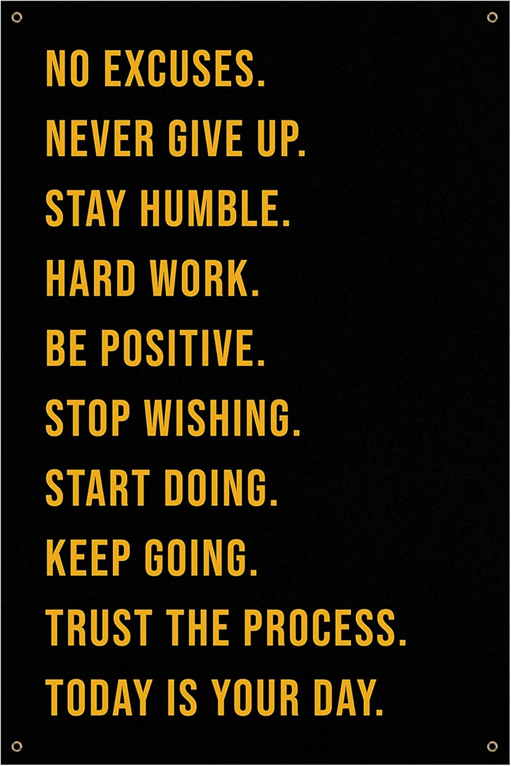 Damdekoli Multiple Quotes Banner - Home Gym Decor - Large Motivational Quote - Weightlifting Fitness (Black Gold) (60 x 36 Inches)