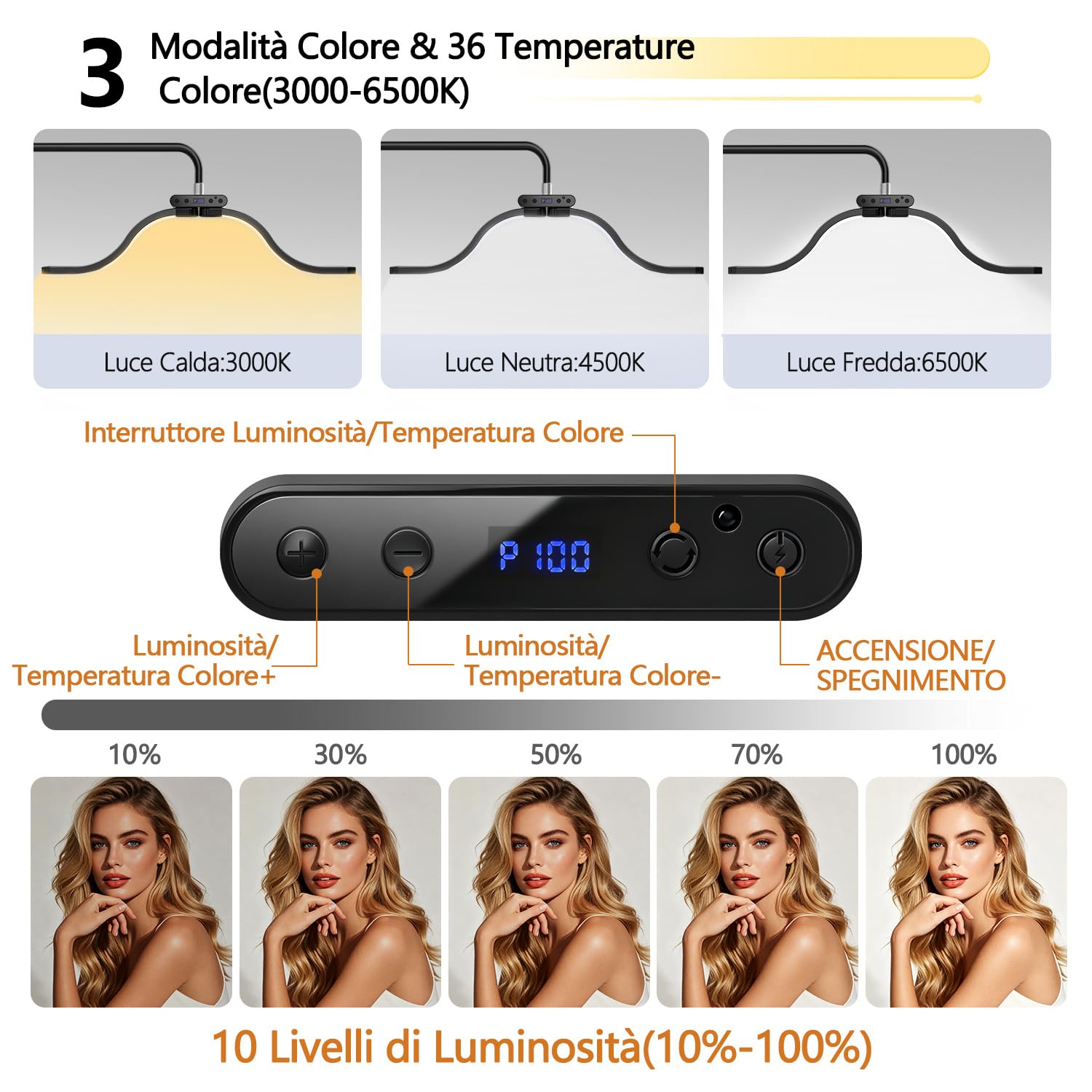 yAyusi Lampada per Ciglia da Terra a Nuvole con Supporto Telefono, Pieghevole Retrattile Lampada per Extension Ciglia, Luce ad Anello di Bellezza a LED Dimmerabile per Cura della Pelle/Tatuaggi (Nero)