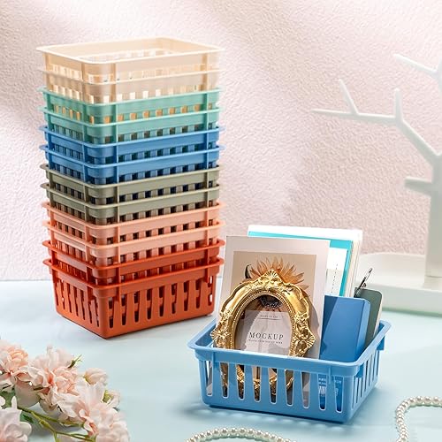 Miniatura 4 de Beeveer Cestas pequeñas para lápices de 6.1 x 4.7 x 2.4 pulgadas, bandejas portalápices para aula, coloridos cubos de almacenamiento de lápices de