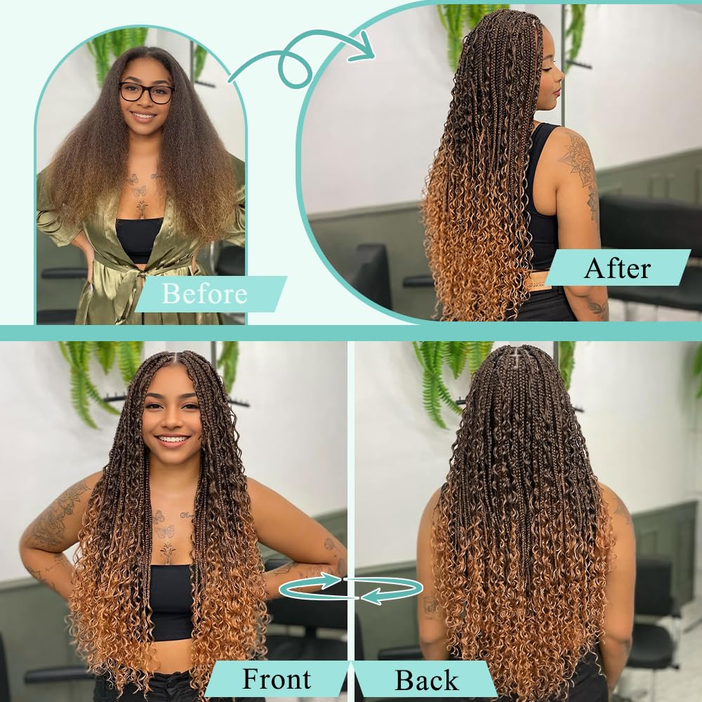 Boho Hair for Braiding 6 Bundles/Pack Ombre Braiding Hair 150g 20 Inch Deep Wave Bulk Human Hair for Braiding 12A Boho Braids Human Hair Bundles Auburn Ginger T30# Wet and Wavy Braiding Hair