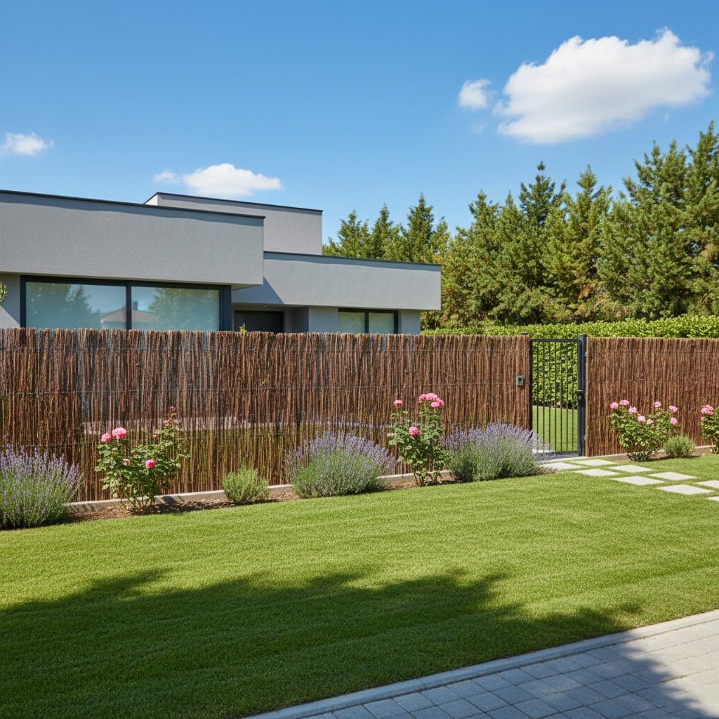 Suinga Valla Natural Brezo + Mimbre 1,5x3 metros | Valla de Mimbre Ocultación 95% | Cerramiento Natural Jardin Terraza Cañizo