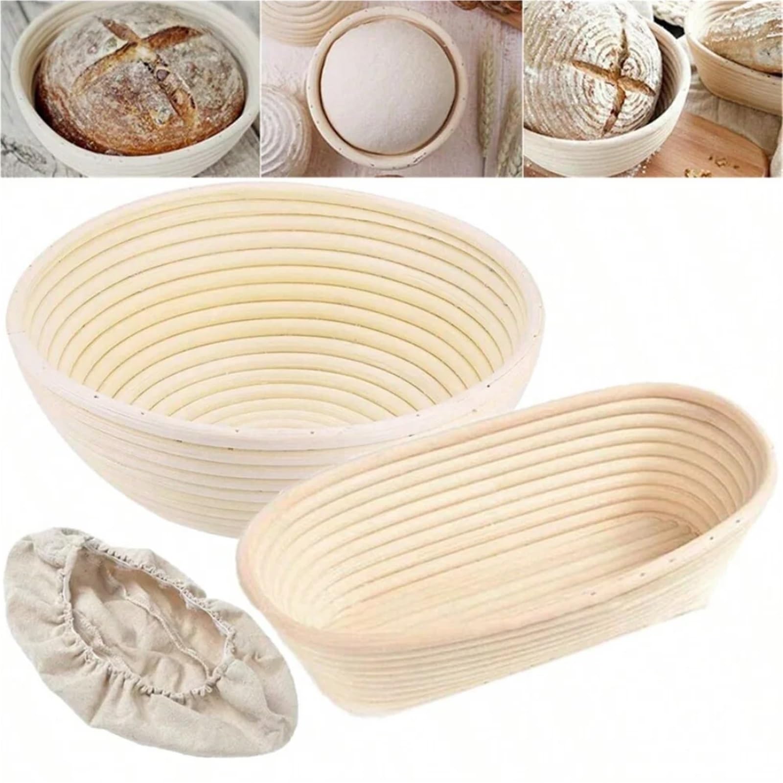 Kosz do proofingu chleba, Rattanowe kosze do wyrastania chleba, owalne i okrągłe, wiele rozmiarów(Oval 28x14x8cm)