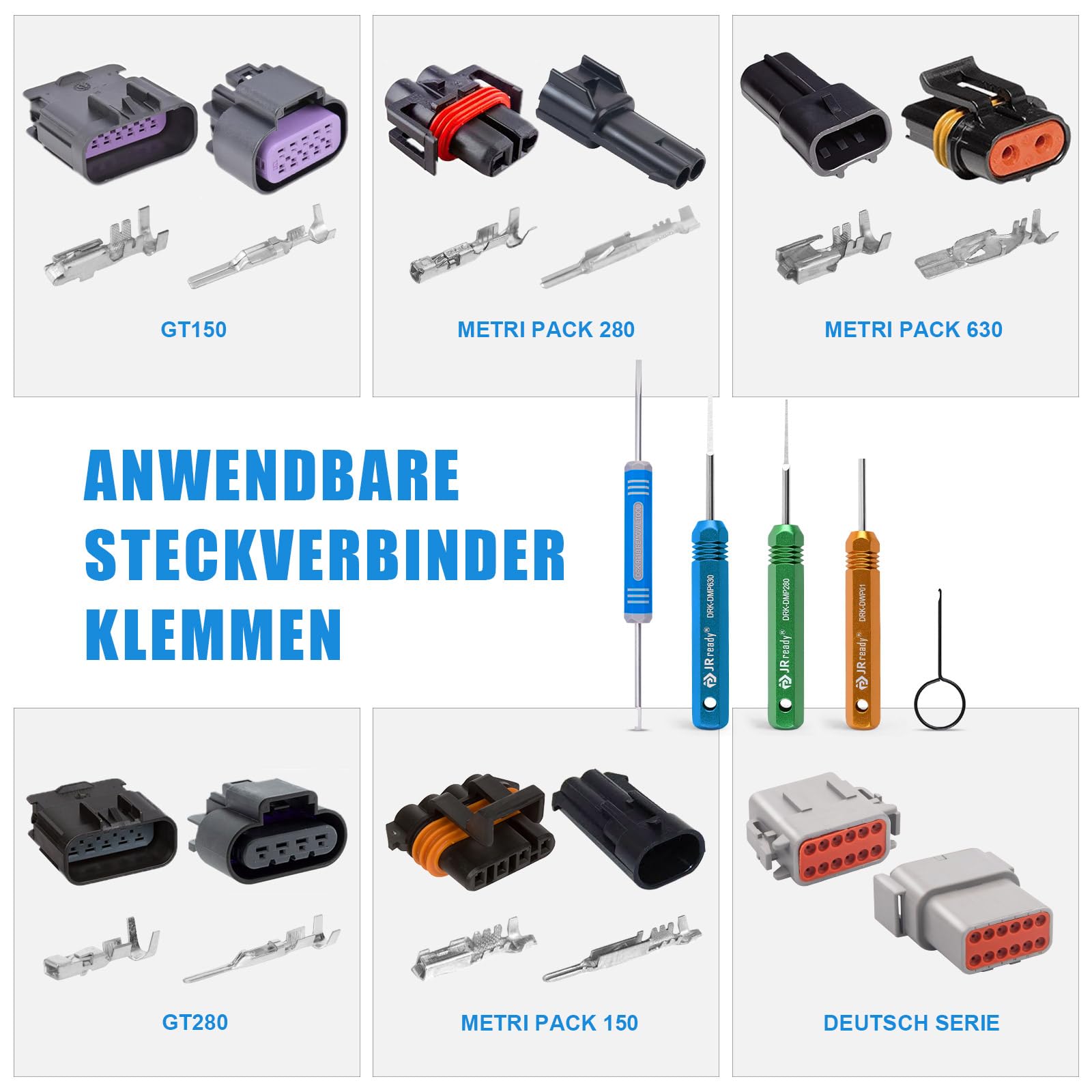 JRready ST5211-05 5PCS Auspinnwerkzeug Kit For Weather-Pack Metri-Pack Serie Steckverbinder Deutsch DT DTM DTV DRB DRCP Und Strike Serie Stecker Trminals Tool Kit Einbeziehen DRK 785084 Amp 1.5mm