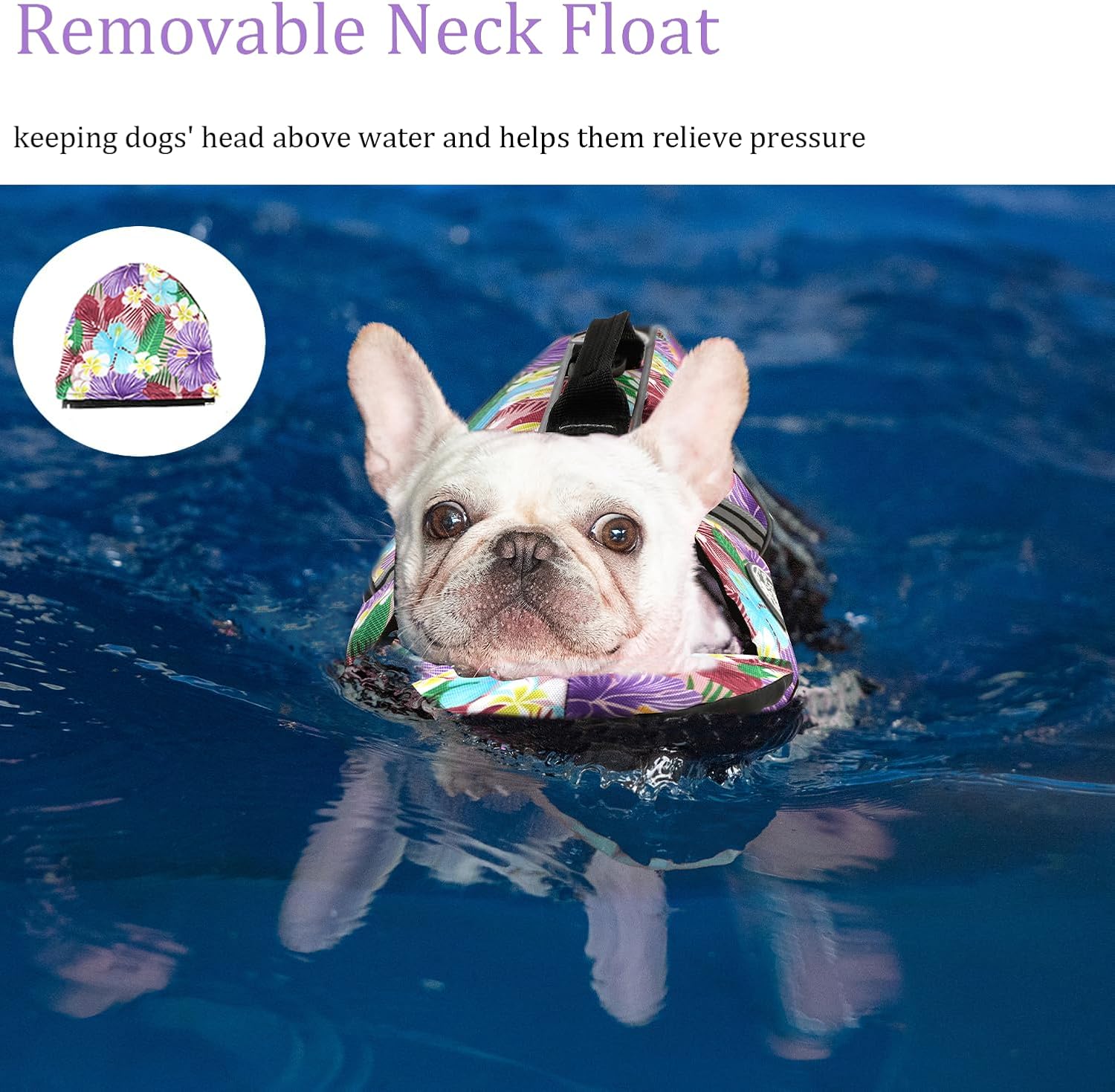 Mklhgty Dog Life Jacket, Reflective Dog Life Vest with Removable Neck Float High Buoyancy for Swimming and Boating, Ripstop Pet Safety Swimsuit Rescue Handle for Small Medium Large Dogs