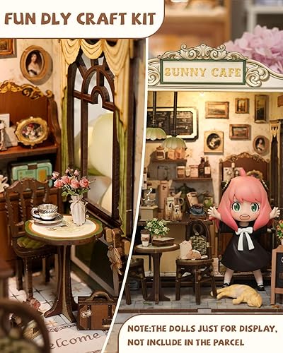 Miniatura 54 de Cutefun Kit de rincón de libros, kit de casa de muñecas en miniatura, kits de rincón de libros para adultos, sujetalibros con luz LED para Cuerdas