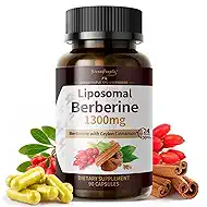 GREENPEOPLE Liposomal Berberine HCL1300mg - Berberine Supplement with Ceylon Cinnamon Activates AMPK - High Absorption Formula Healthy Weight Support – Non-GMO/Vegan – 45-Day