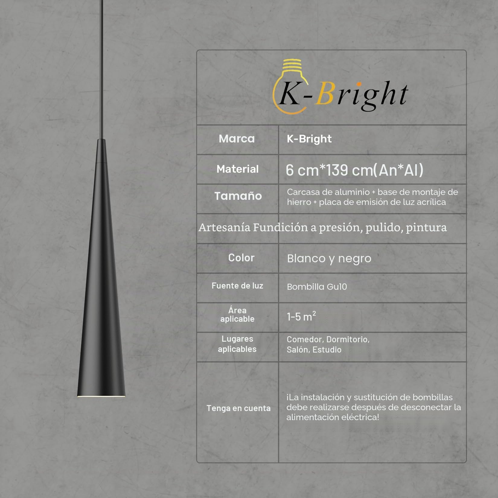 K-Bright 2 piezas Iluminación Colgante negro GU10 portalámparas, Lámpara de araña cónica de 30 cm, lámpara de araña para sala de estar, mesa de comedor, mostrador de hotel (incluye bombilla)