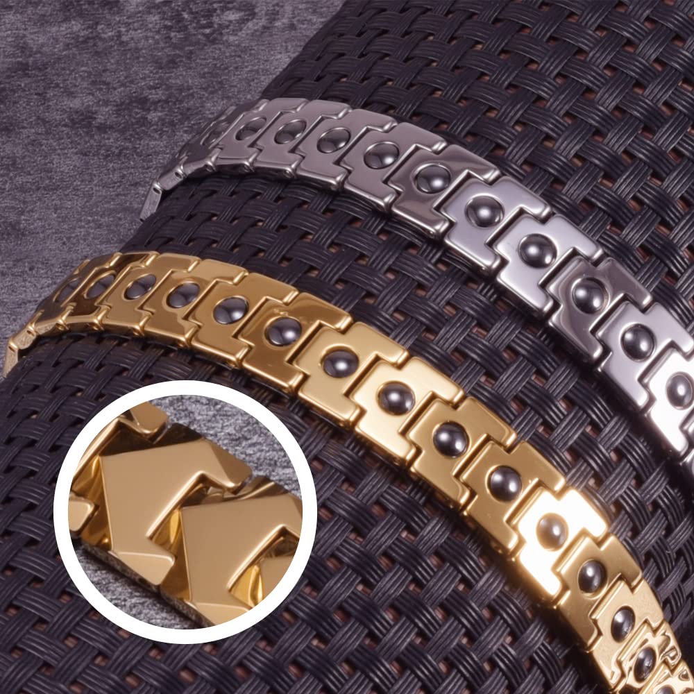 YSJNGF Charm-Armband Homme Goldkette Energie Hämatit-Armband Männliches Armband für Männer 12mm Pfeil-Armband Magnetarmband Geschenkschmuck (Farbe: Gold)