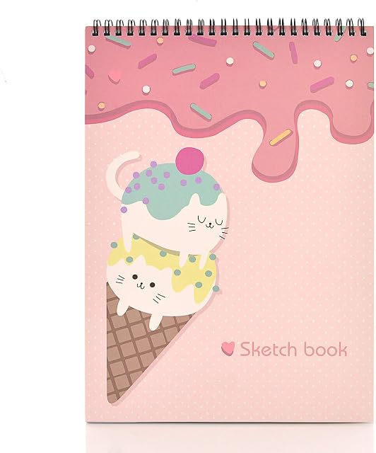 MEMX Sketch Book for Children, A4 21x29CM 100 Pages (110gsm), Spiral Bound Artist Sketch Pad for Kids, Durable Acid Free Drawing Pad for Writing, Painting, Sketching or Doodling, White