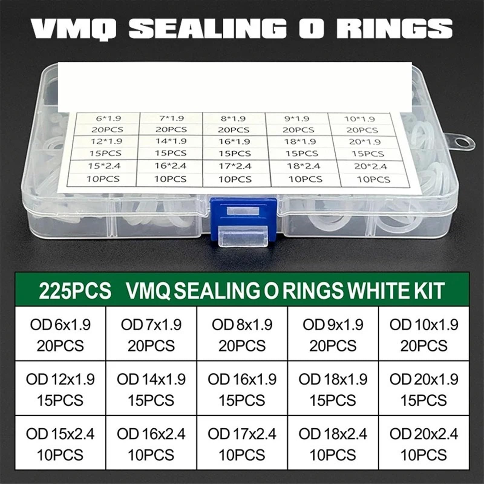 Kit de reparación juntas tóricas silicona, anillos blancos VMQ, sellos válvula grifo en caja, combinación impermeables resistentes al aceite para fontanería, reparación