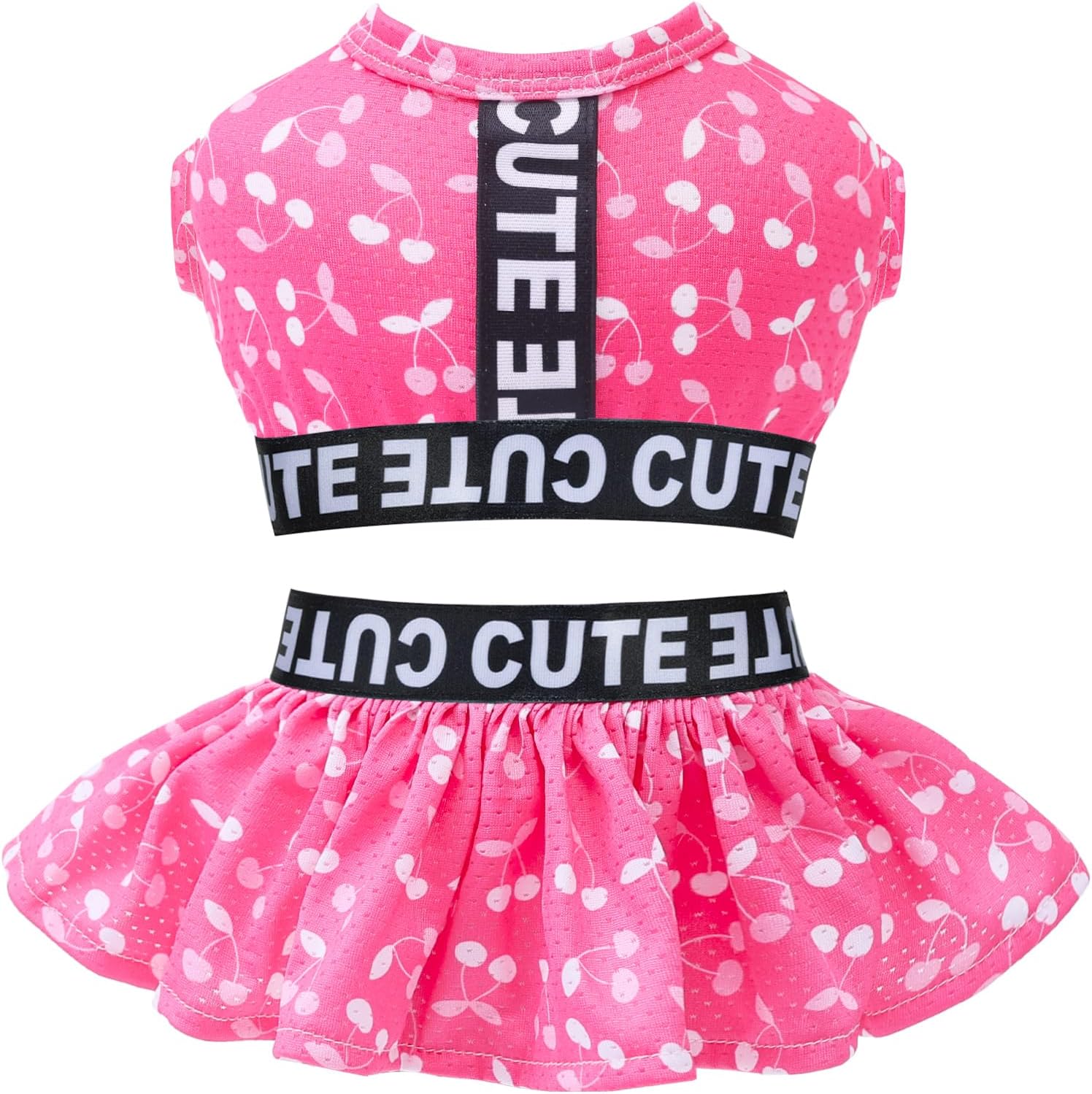CuteBone Two Piece Dog Sports Dress Athleisure Puppy Skirt Lightweight Small Dogs Girl Clothes Cat Apparel SPS12M