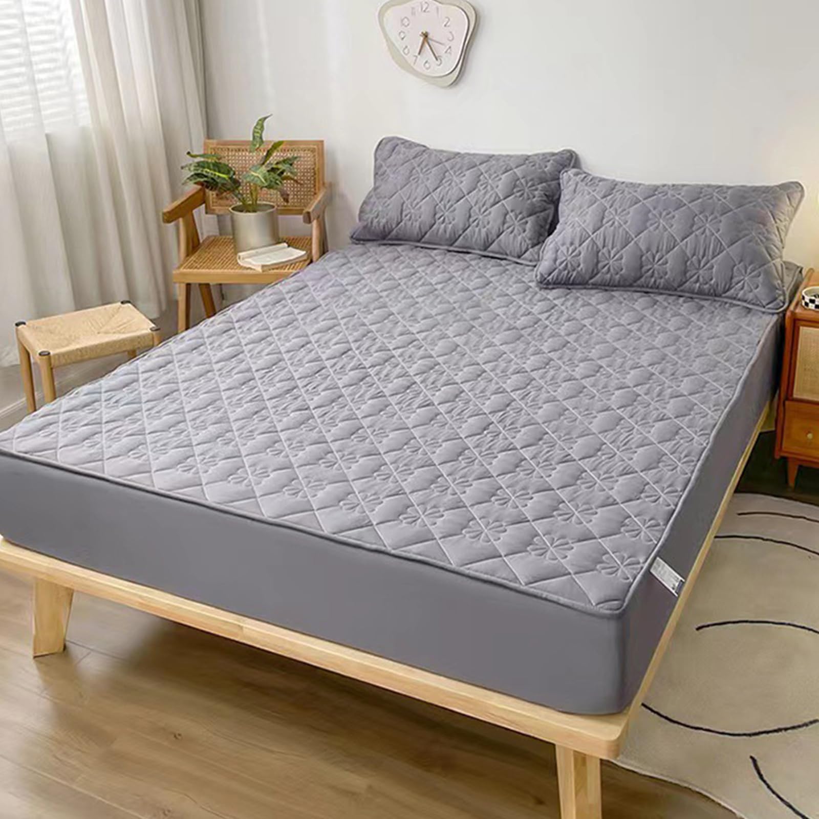 Sábana bajera ajustable individual de 150 x 200 + 30 cm, protector de colchón impermeable, color blanco, fácil de usar y se ajusta elásticamente alrededor de tu colchón