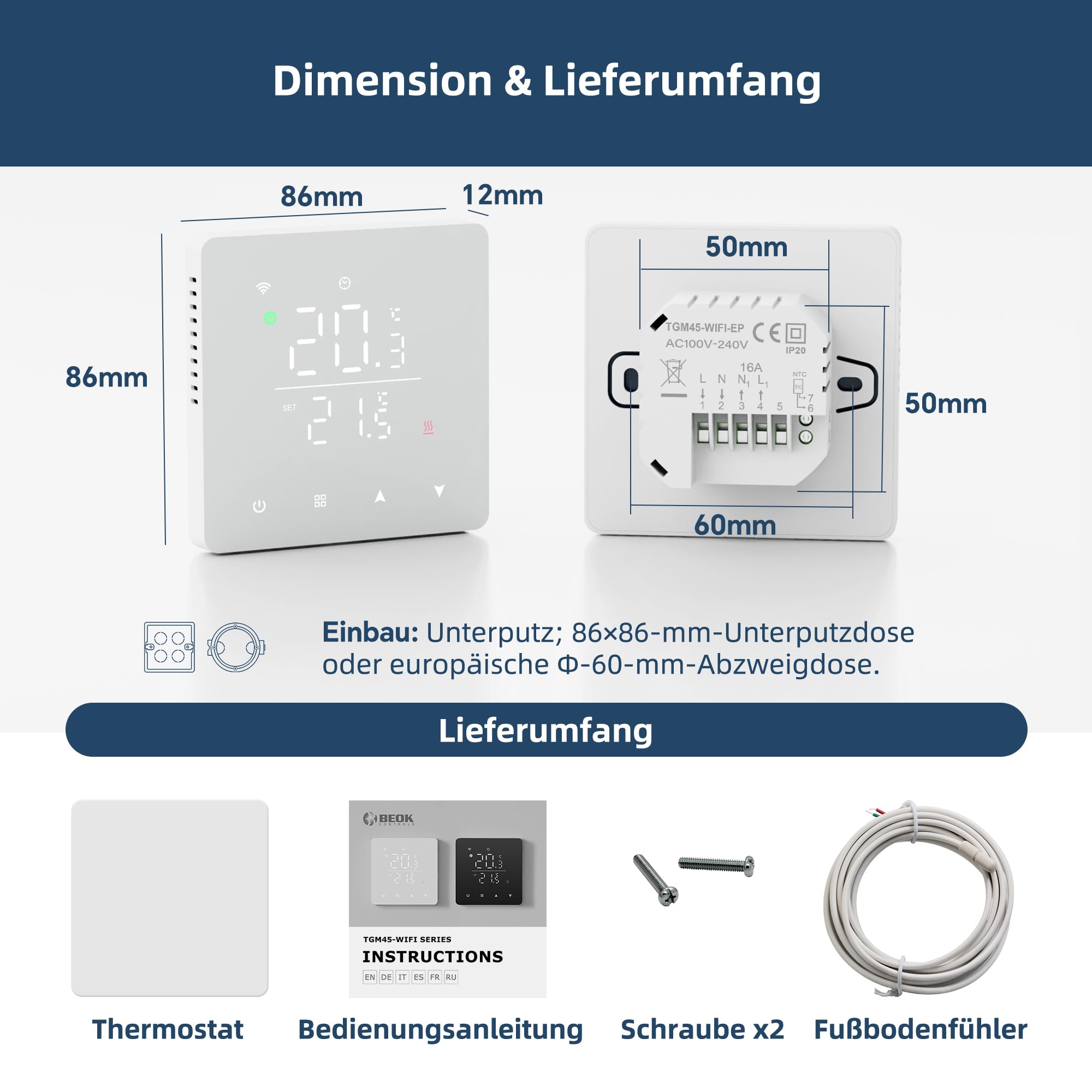 Beok Fussbodenheizung Thermostat Digital Für Elektrische Fußbodenheizung