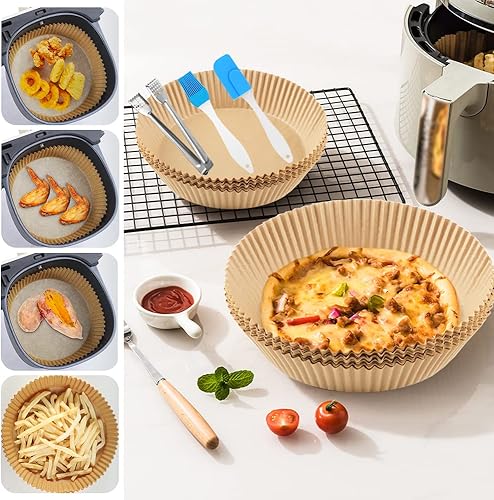 Miniatura 8 de DanziX - Forro de papel desechable para freidora de aire, 100 piezas antiadherentes, papel de hornear para horno, freidora de aire, hornear, asar,