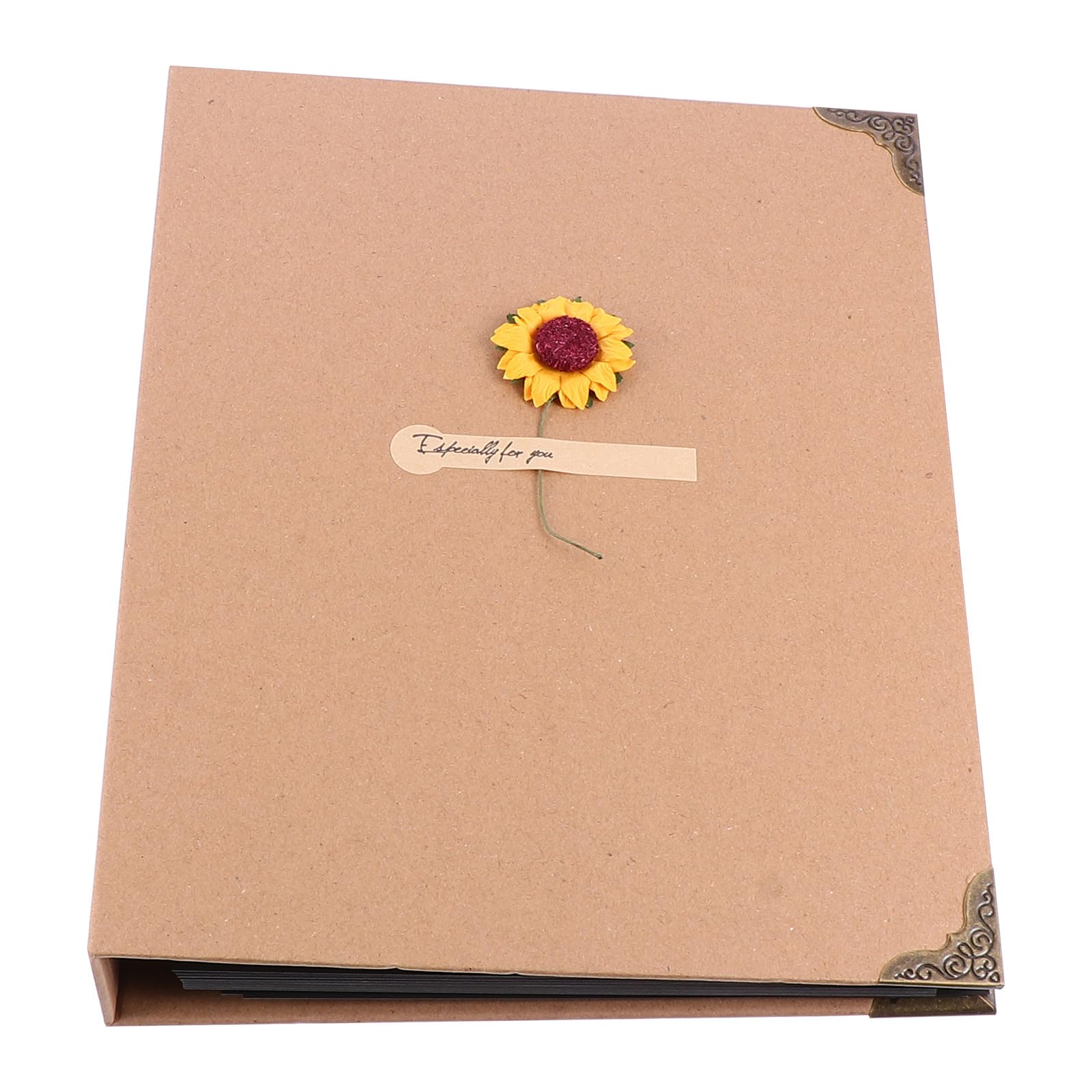 LIFKOME Álbum de Arte Artesanal de Papel Color Caqui, Gran Capacidad y Ligero, Adecuado para Proyectos DIY y Álbum de Fotos de Girasoles