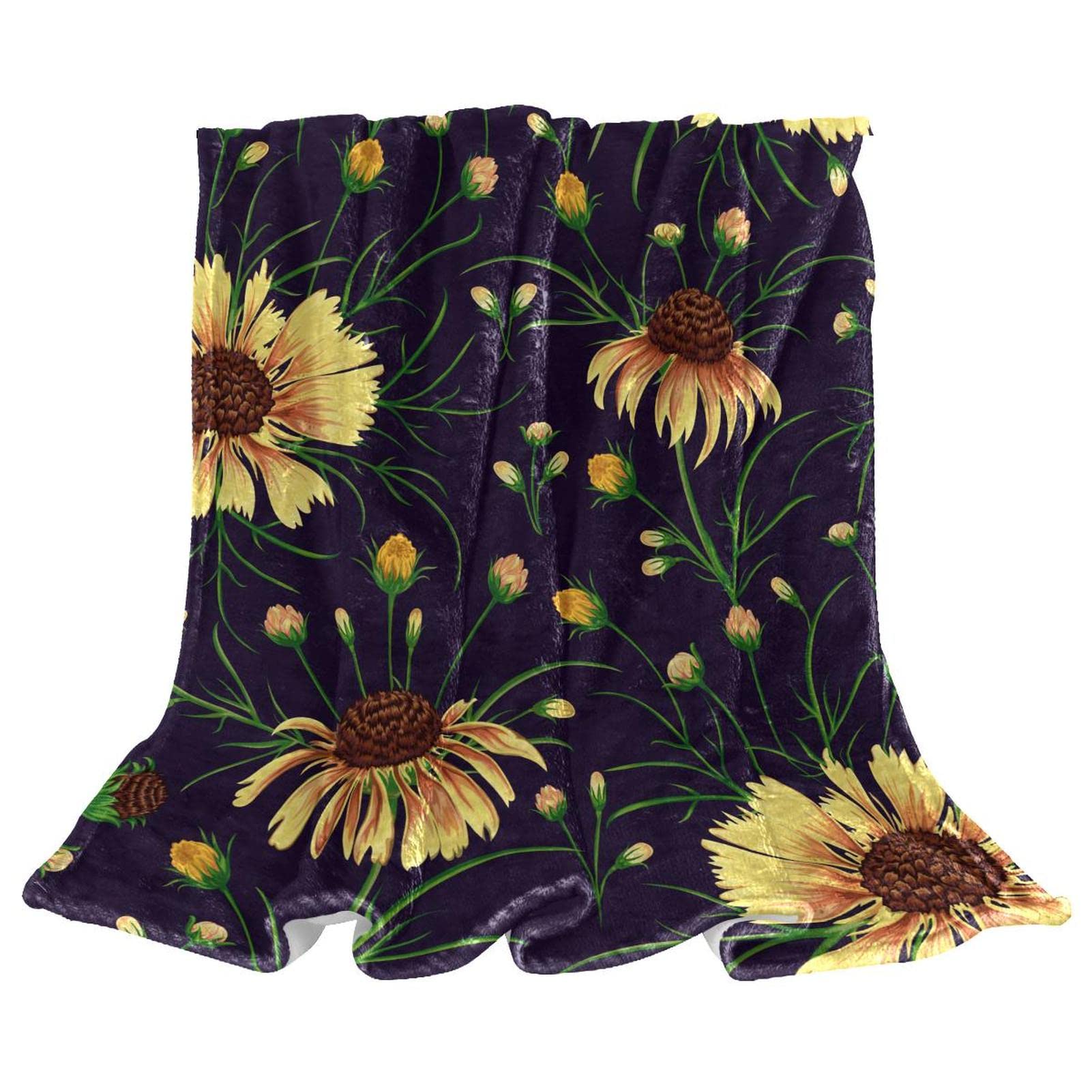 Couverture polaire de literie anti-froid chrysanthème vintage floral