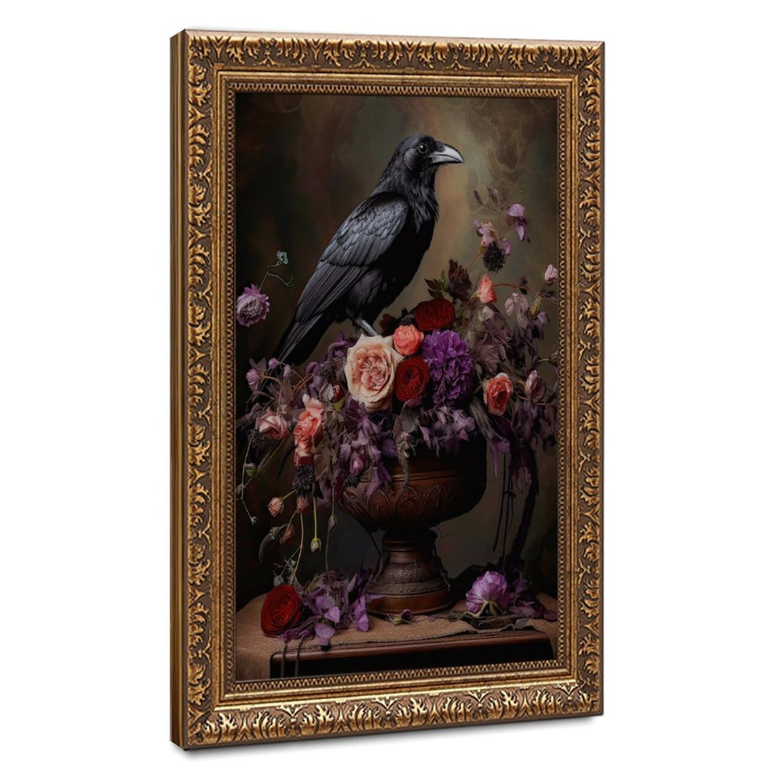 Bareronor Vintage Moody Raven Canvas Poster Bedroom Decor Landscape Office Room Decor Gift 24" L X 36" W