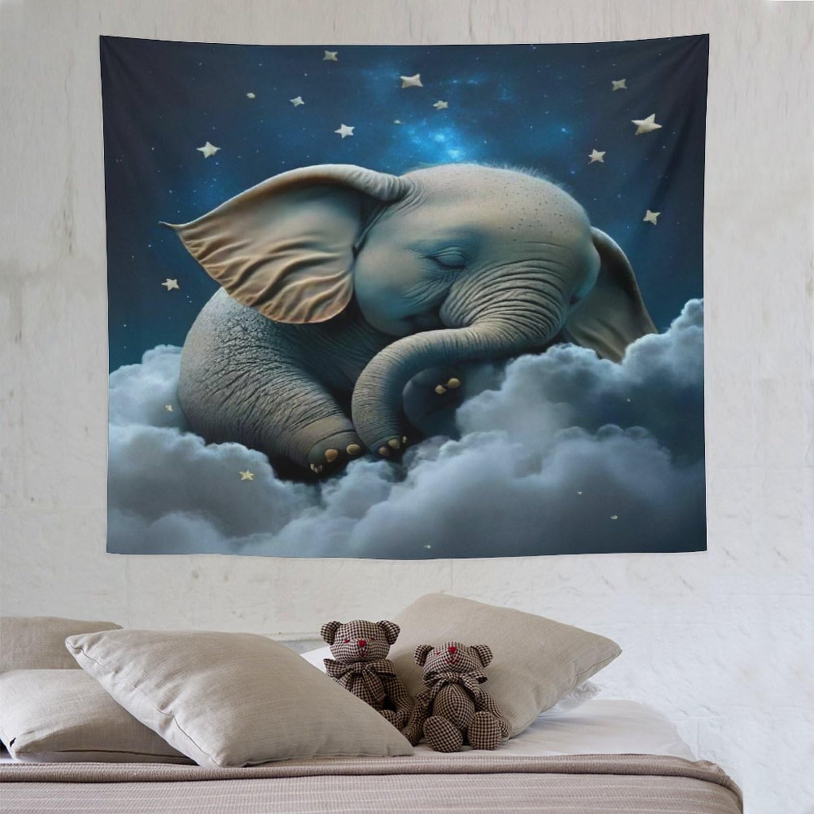 PAZZK Elephant Tapestry Wall Hanging Home Decor, Wall Art for Room, Wall Cloth Tapestry, Wall Decoration, Wall Art 130×150cm