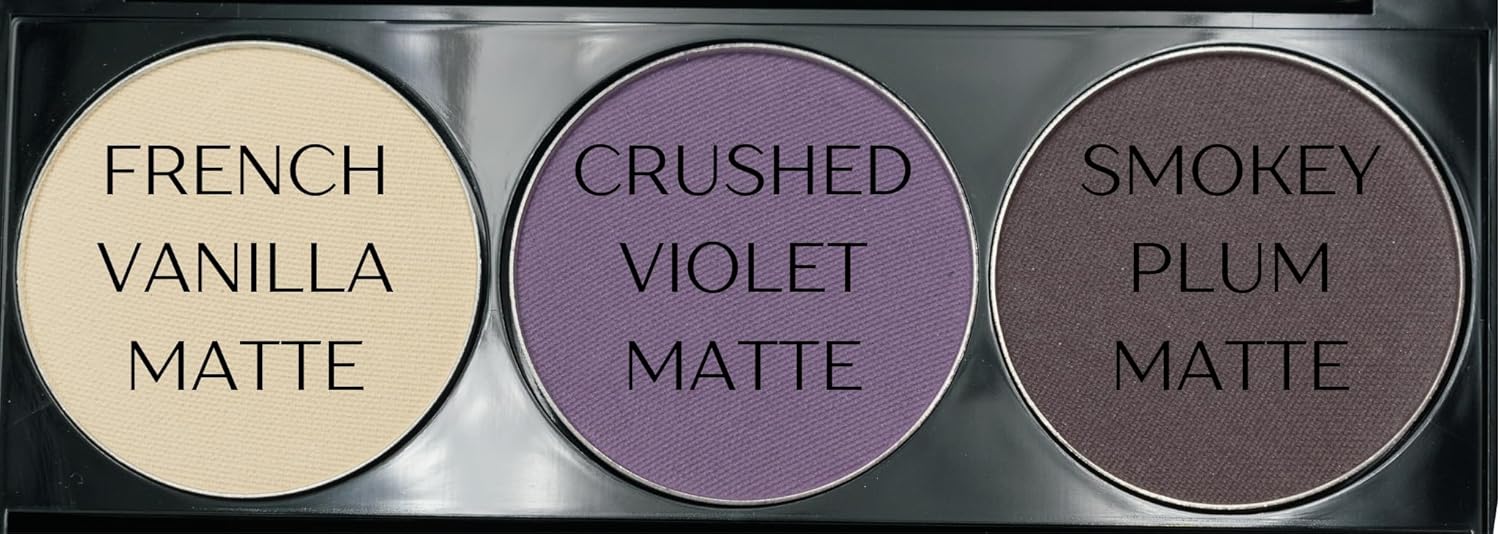 Off White, Matte Medium Lavender Violet, and Matte Deep Purple Vegan Eyeshadow Trio Palette; Talc, Paraben & Cruelty Free - Image 3