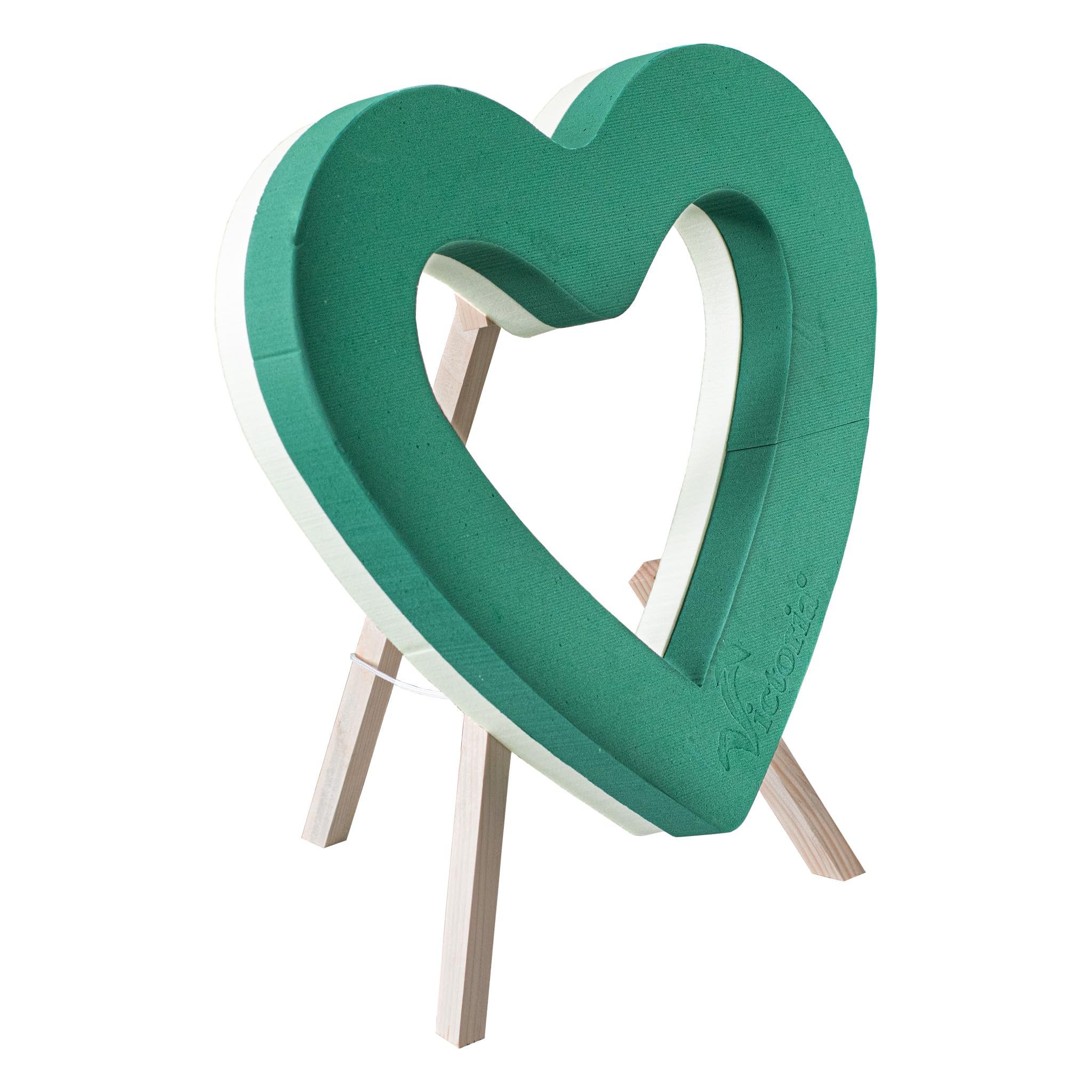 Cœur de mousse florale humide 47cm avec support bois solide pour art floral