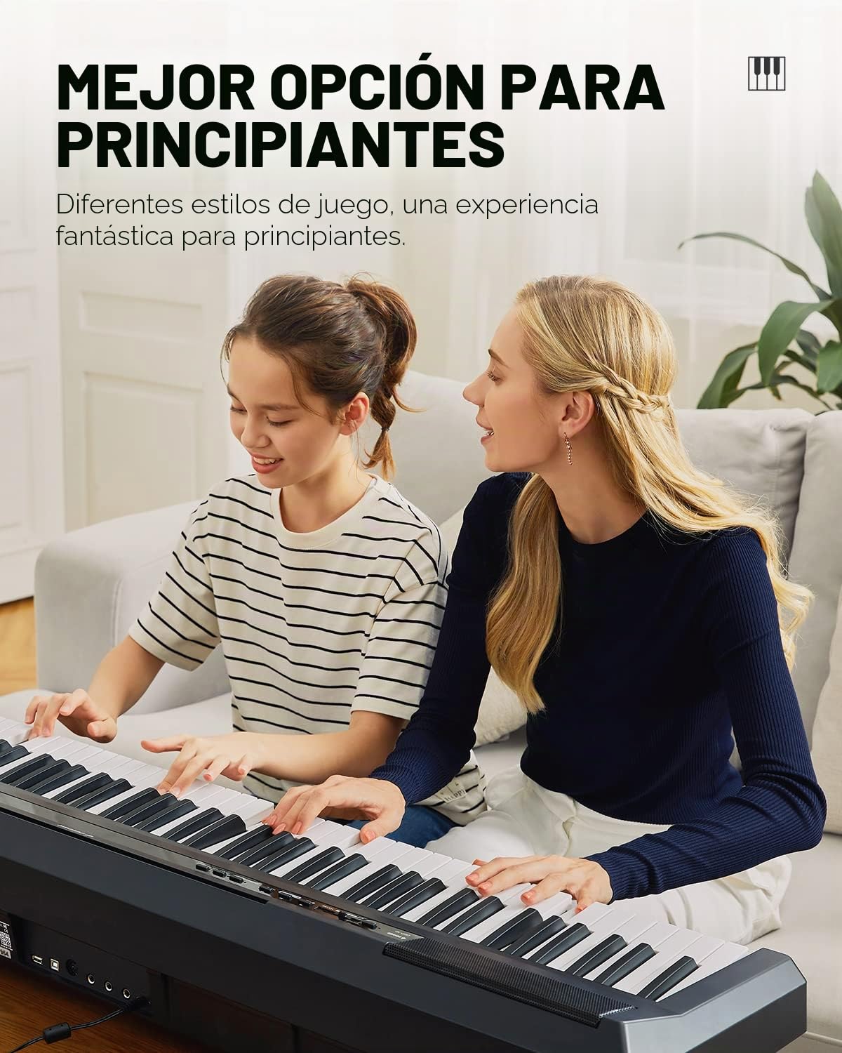 Donner Piano Digital Eléctrico 88 Teclas, Teclado Semi Contrapesadas con Pedal, Tamaño Completo Piano Compacto para principiantes, DEP-10 Negro