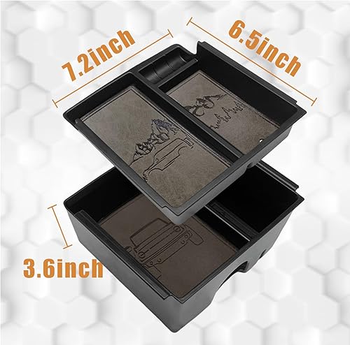 Miniatura 6 de Para Bronco 2023, organizador de consola central, caja de almacenamiento de reposabrazos de dos capas, material ABS con ribete de cuero, compatible