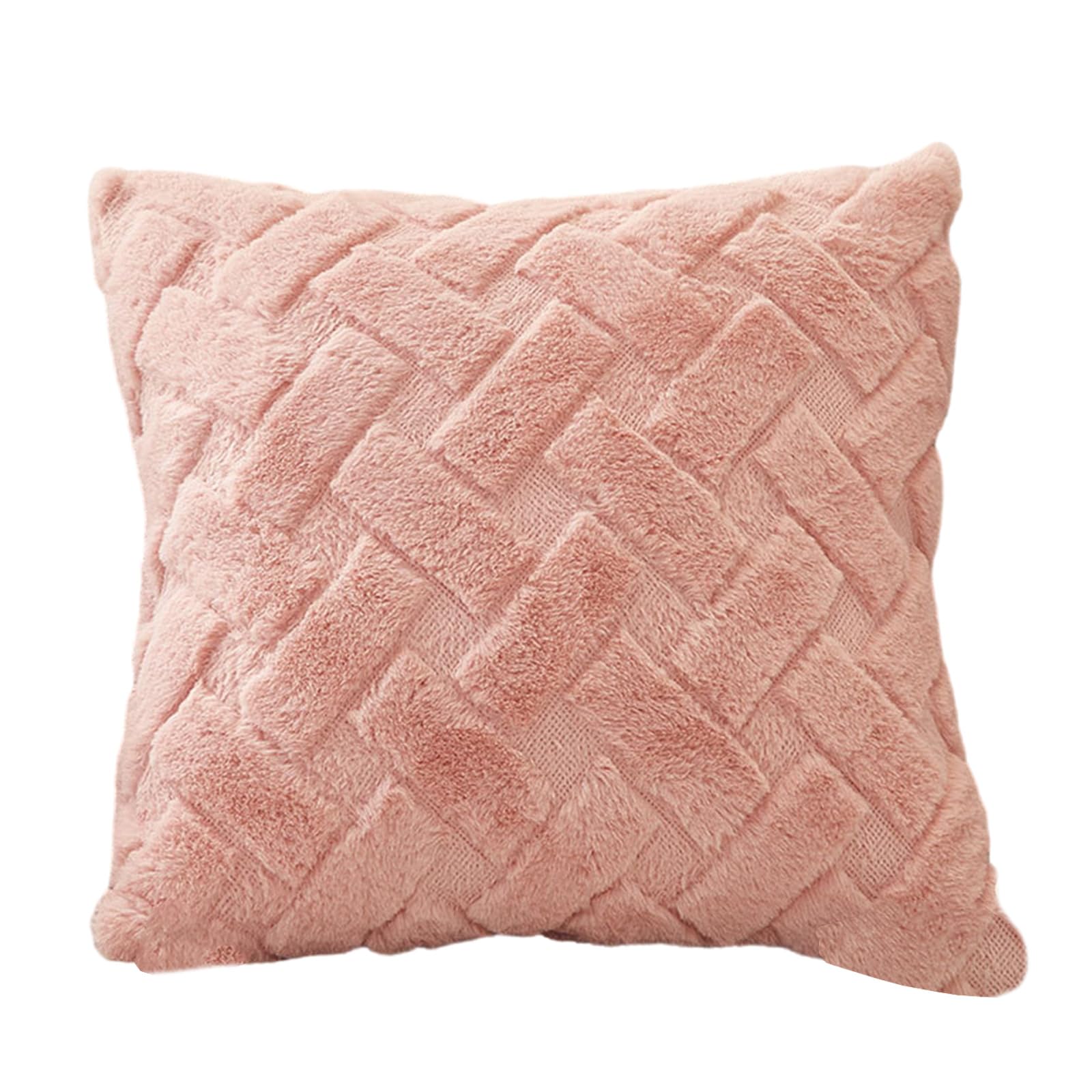 HZBB Luxurious Faux Furry Pillowcase Cushion Covers Pillow Sleeve with Striped Designs for Home Decoration 45x45cm Furry Pillowcase