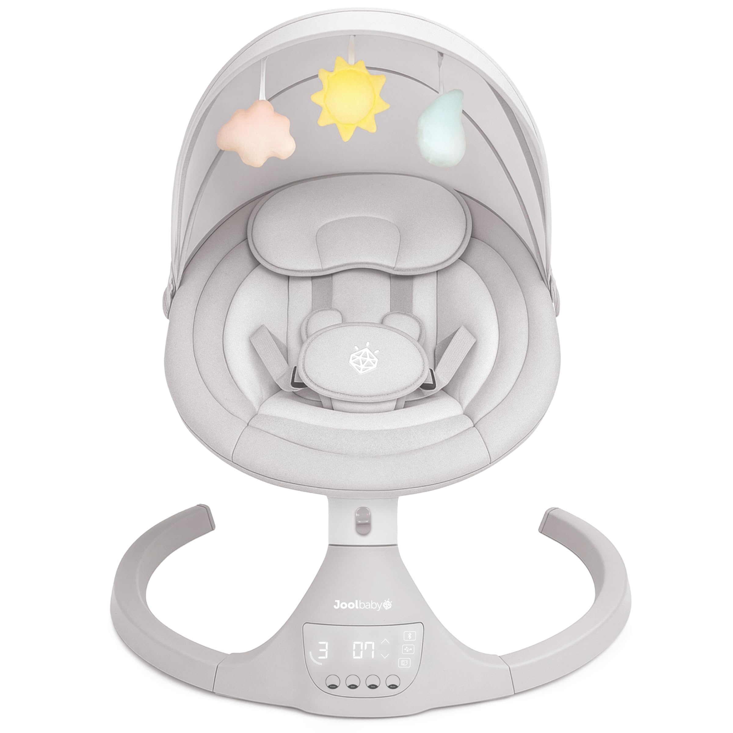 Jool Baby Nova Swing for Newborns - Electric Motorized Infant Swing, Bluetooth Music, 10 Preset Melodies, Remote (Updated Model, Stone)