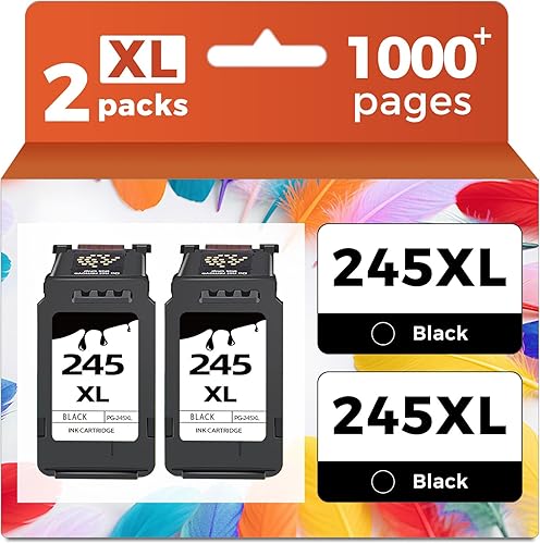 Compatible Ink Cartridge Replacement for Canon 245XL 245 Black PG-245 PG245 XL (2-Pack) to MX490 MG2522 MX492 TR4520 TR4500 MG2520 TS3300 TS3322