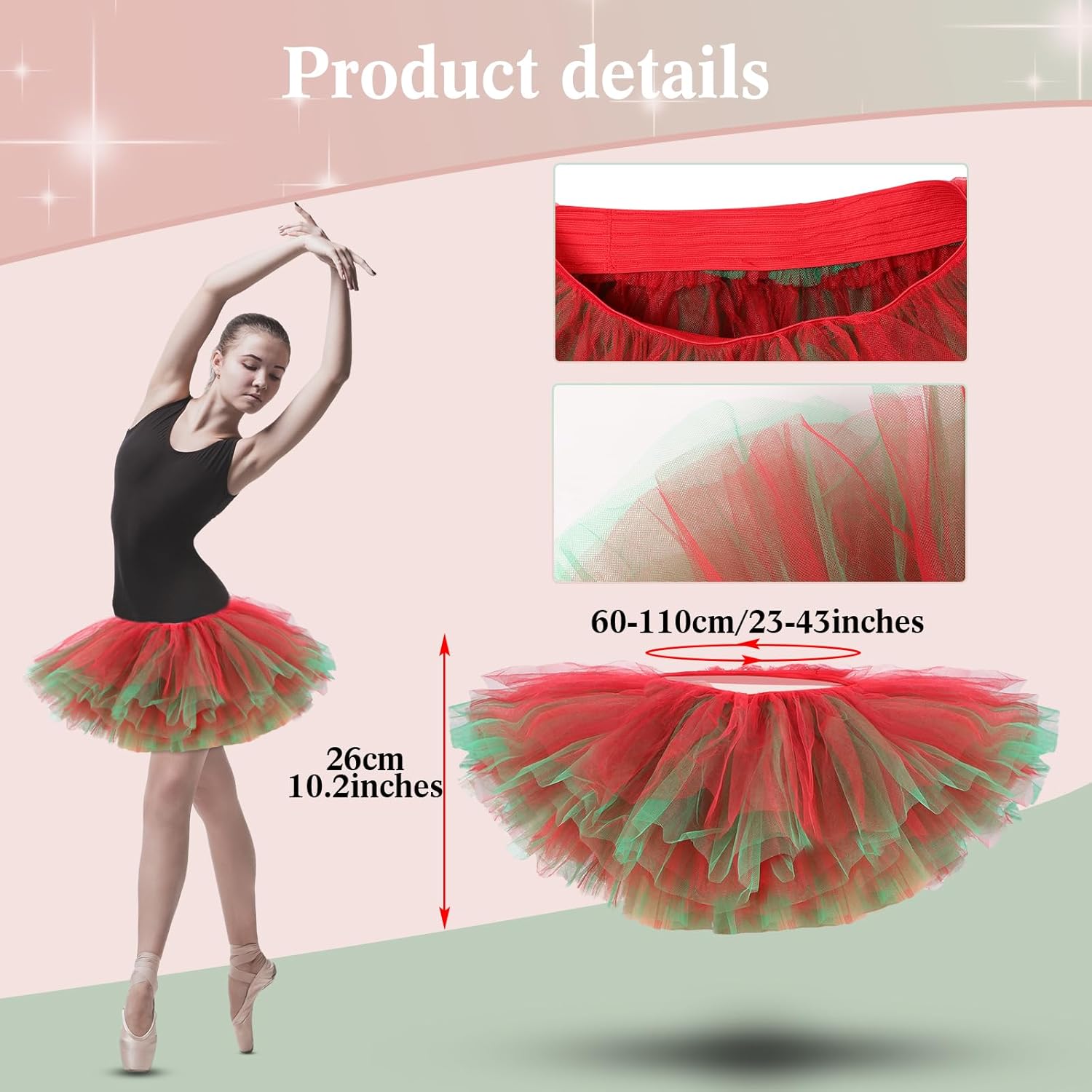 Zhanmai Tutu Skirt Women Adult Classic Elastic 5 Layered Short Tulle Skirt 80's Dance Carnival Costume for Lady - Image 4