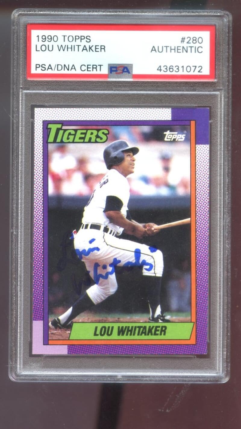 1990 Topps #280 Lou Whitaker AUTO SIGNED Autograph Autographed Card PSA PSA/DNA Baseball MLB COA Detroit Tigers