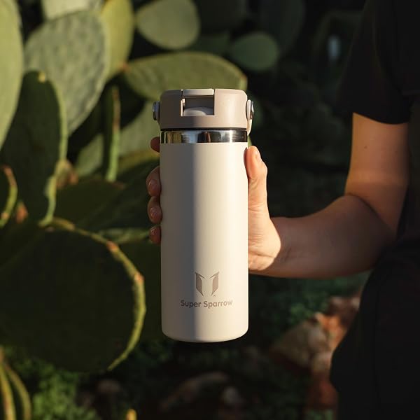 Super Sparrow Trinkflasche Edelstahl 750ml - Weiter Öffnung SwivelSip Thermosflasche mit Strohhalm - BPA-frei, Auslaufsicher Trinkflaschen - Ergonomisch Thermoskanne für Sport, Reisen, Outdoor - 4