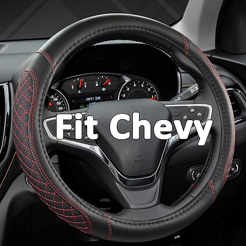 West Llama - Funda para volante de automóvil personalizable, diseño acolchado con patrón de diamantes, color negro y rojo, tamaño estándar