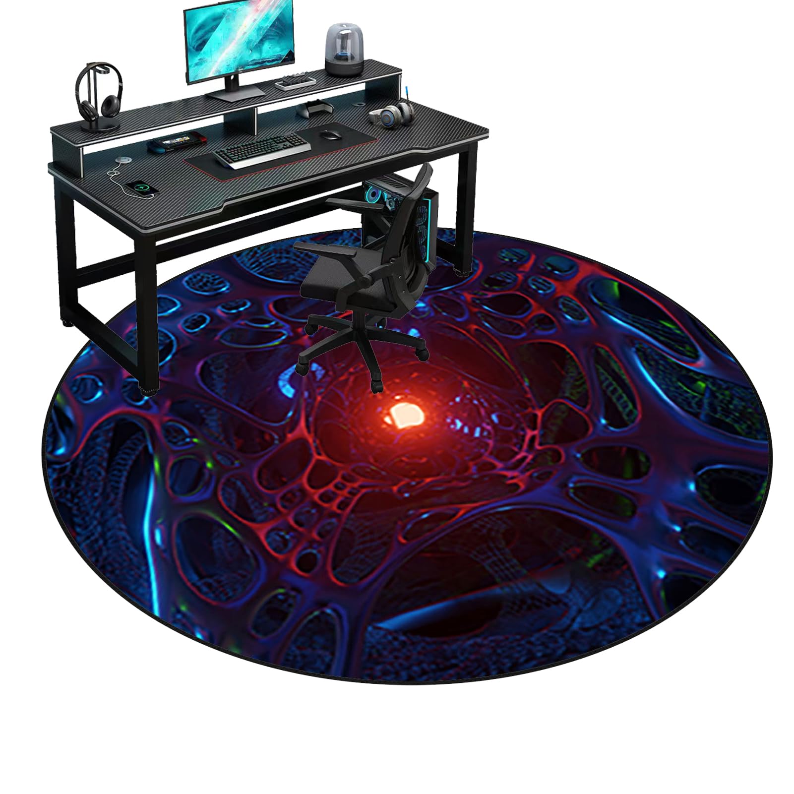 Sedia Ufficio Tappeto Rotondo, Gaming Pavimento Tappetino di Protectors Pavimenti per Parquet Piastrelle Tappeto Salvapavimento Tappetino Tappetino Rotondo per Pavimento Multiuso 120 cm/47.24"