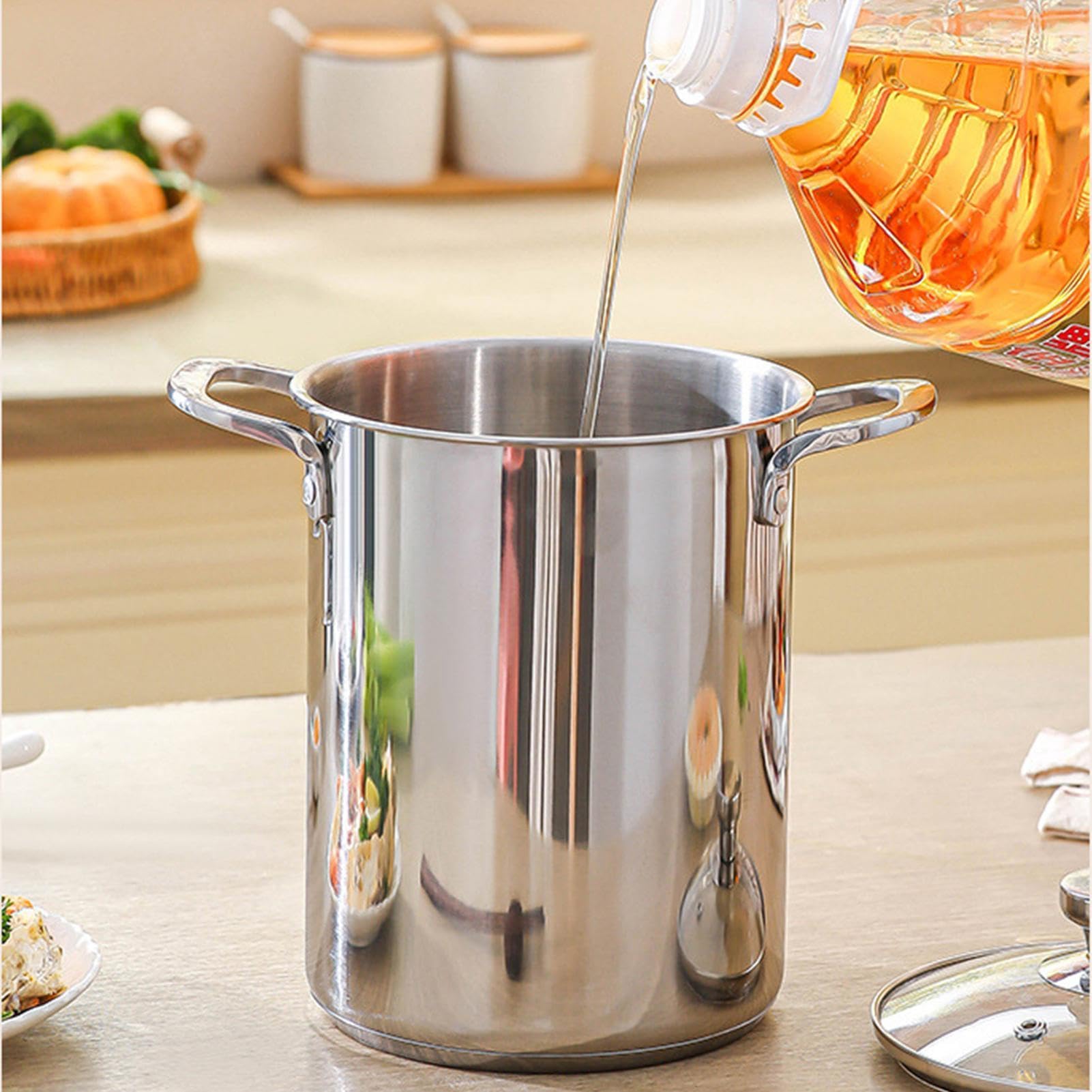 Pentola Spaghetti Con Scolapasta Friggitrice Da 4 L | Pentola con Scolapasta Incorporato Per Cuochi Chef Genitori Feste Riunioni Eventi Festività Formali Appartamenti Ristoranti