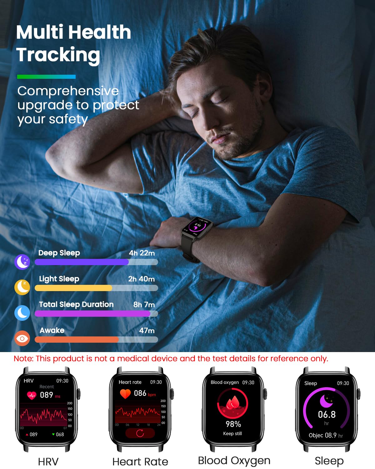 BANLVS Smartwatch Uomo Donna con 𝐆𝐥𝐢𝐜𝐞𝐦𝐢𝐚/HRV/ECG, 1,83" Smart Watch Orologio con Bluetooth Chiamate, 24H SpO2, Cardiofrequenzimetro Sonno 145+ Sport IP68 Notifiche Messaggi Android iOS Nero