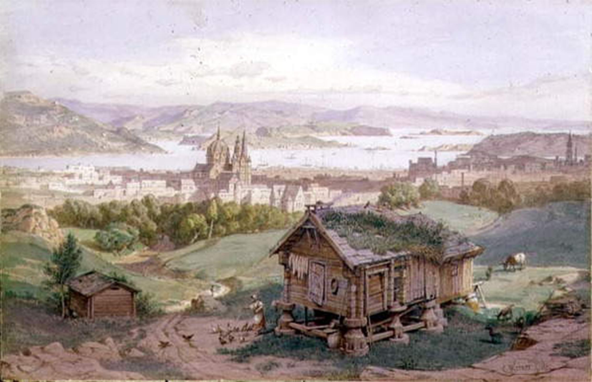 ARTXLXXBN Famous Art Print Poster Vintage Wall Art View of Christiania by Carl Friedrich Heinrich Canvas Art Poster for Home Decor 60x90cm