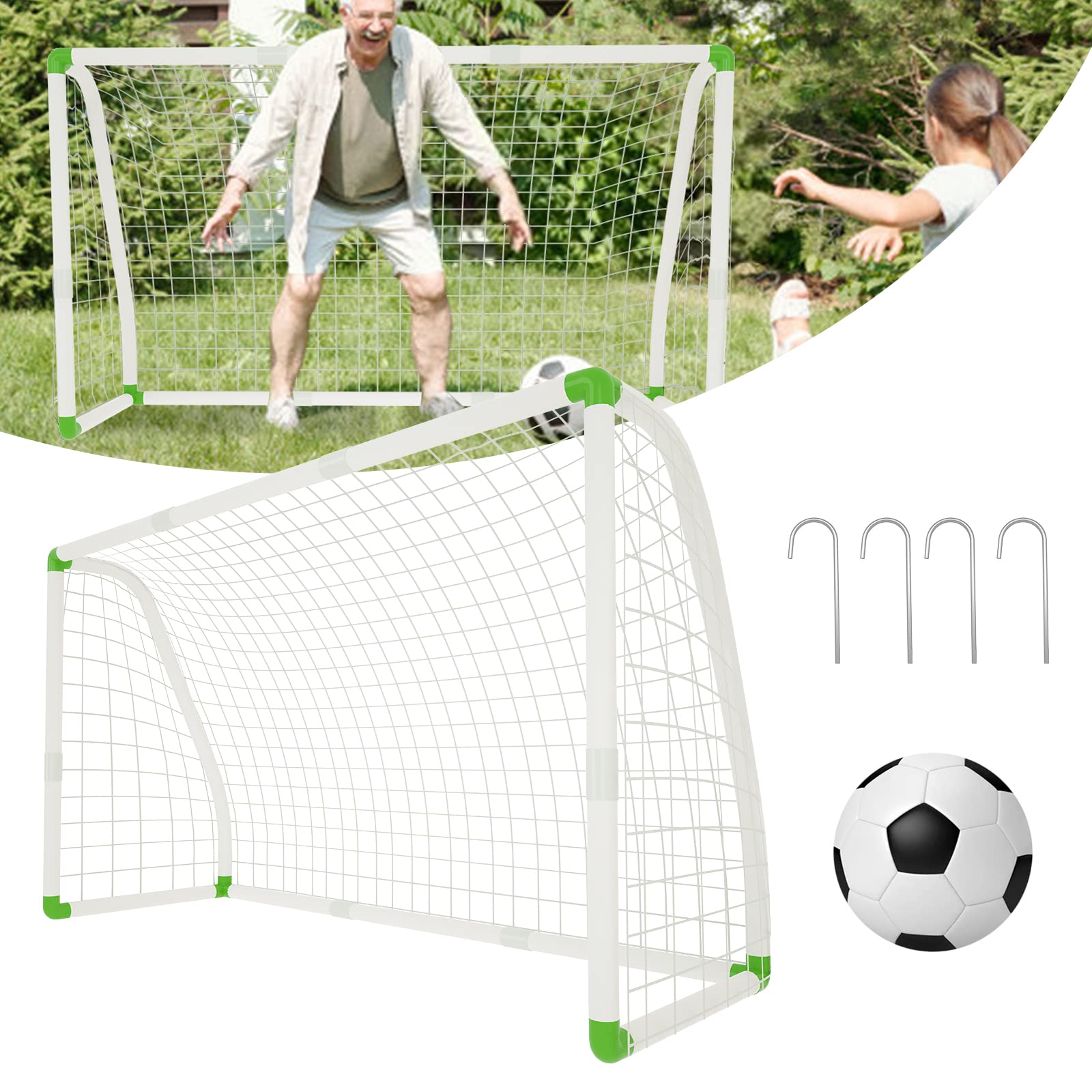 ACXIN Porta da calcio in PVC resistente, per 5 giocatori, facile da trasportare e facile da montare (250 x 150 x 120 cm)