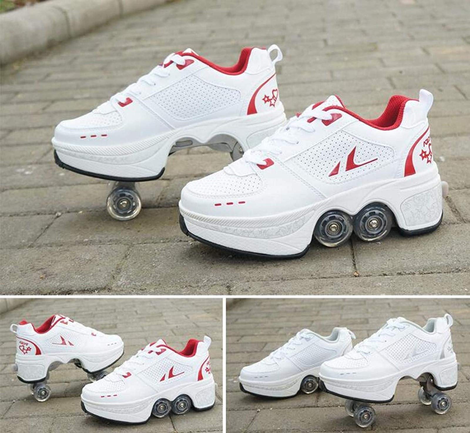 Patines Paralelos Multiusos 2 En 1, Patines De Cuatro Ruedas, Patines Para Principiantes De Diseño Elegante, Zapatos Deportivos Unisex Para Niños Adultos Al Aire Libre