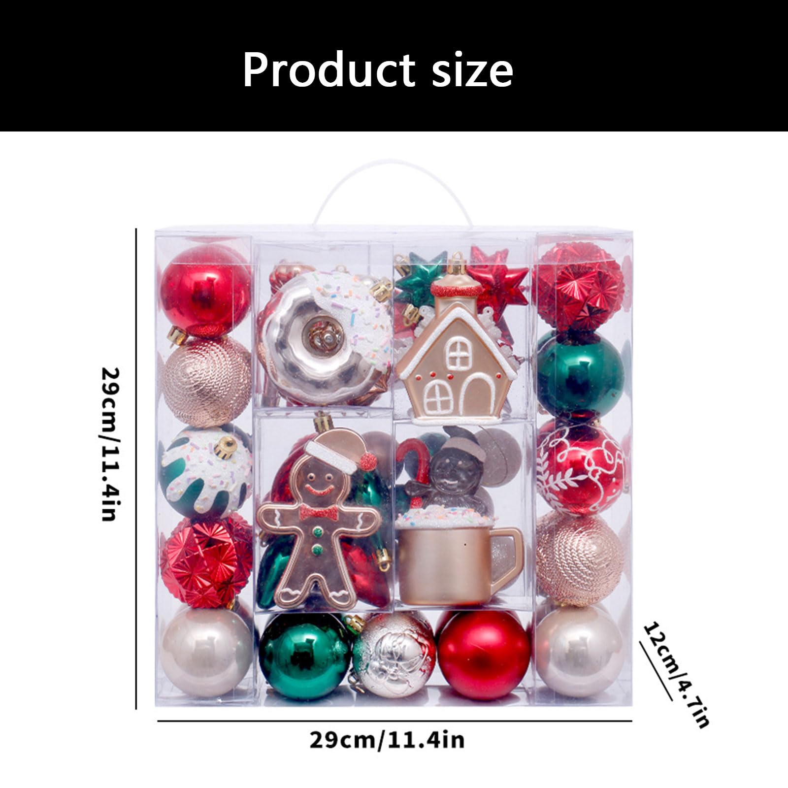 XAGMODSHN 74-teiliges Glitzerndes Weihnachtskugel Ornament Set Für Baum Hochzeit Winter Festival Party Dekoration Bruchsicher Zum Aufhängen Bemalter Weihnachtsbaumschmuck