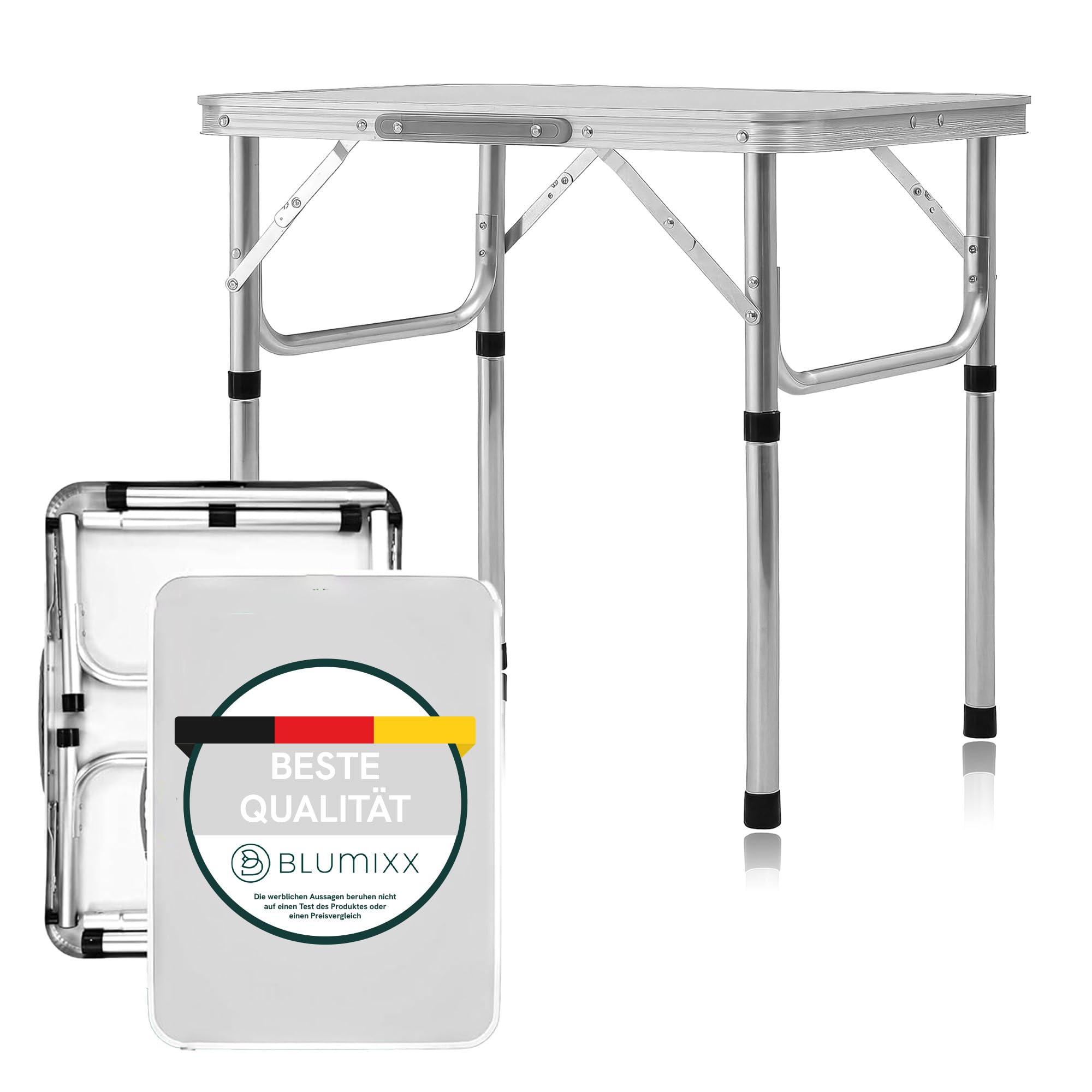 Blumixx Klapptisch Campingtisch - Verstellbare Höhe und Tragegriff - Superleicht aus Aluminium - 75x55x26/60cm – Faltbarer Garten- und Balkontisch