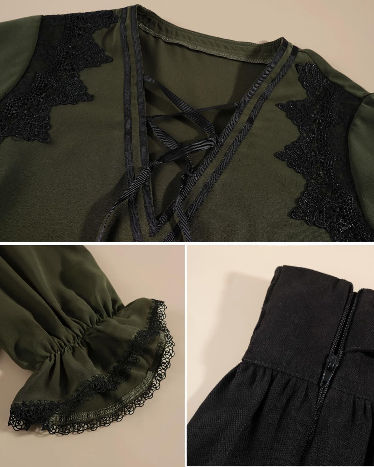 Nuoqi Victorian Dress for Women 1800s Edwardian Dress Short Sleeve Renaissance Ball Gown - Image 6