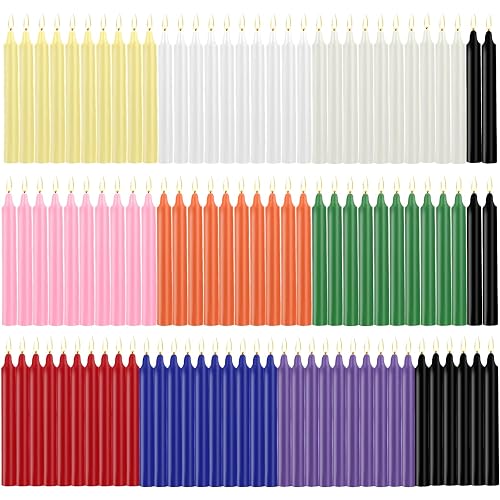 Kunrsug 100 Pack Assorted Color Spell Chime Candles – Premium Mini Unscented Taper Candles for Rituals, Prayer, Birthdays, Meditation, Altar, Spells, Chime Candle - 4 Inch Tall - Ideal for Witches - Multicolors