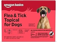 Amazon Basics Flea & Tick Topical Treatment for X-Large Dogs (89-132 lbs) - Fast-Acting, Waterproof, 30-Day Protection, 3 Doses