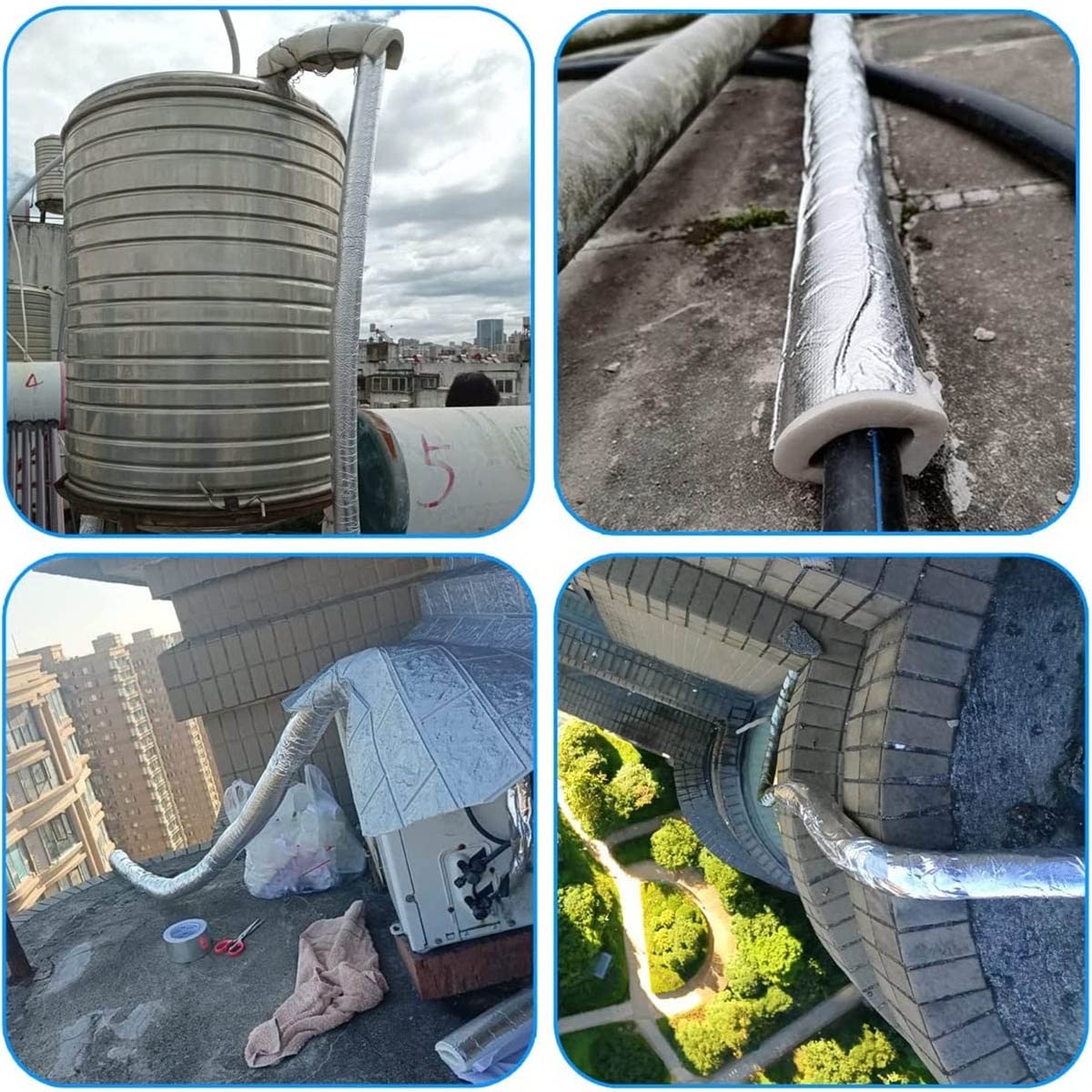 Rohrisolierung, Selbstklebende, vorgeschnittene Schaumstoff-Rohrisolierung aus Aluminiumfolie for Kupferrohre und Solaranlagen in verschiedenen Größen(48MMX30MMX1M)