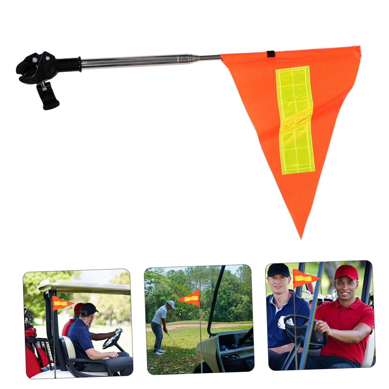 Gatuida 3pcs Golf Cart Accessories Safety Flag Pole Reflective Telescopic USA Flags