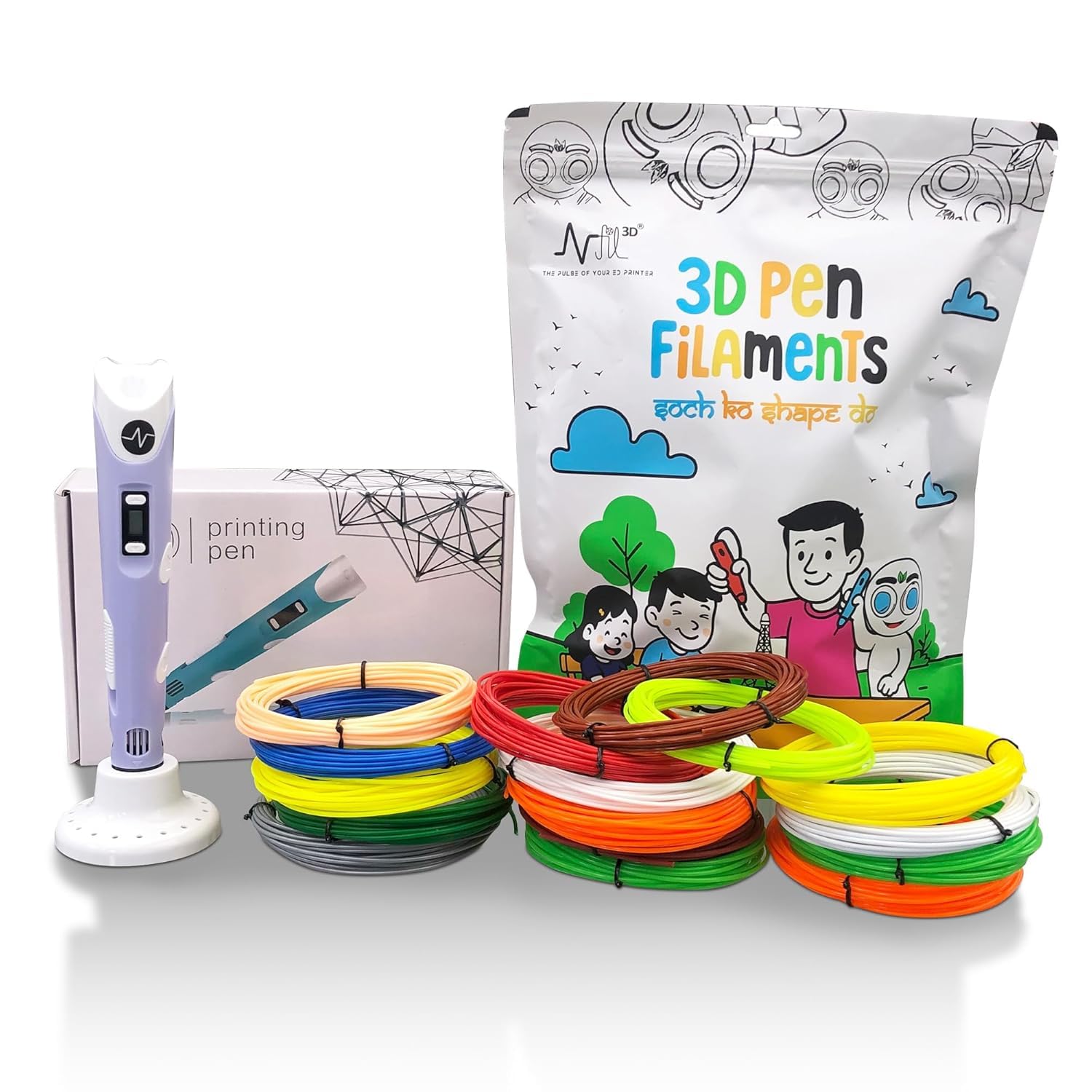 NFIL3D Pen Kit for Kids | 3D Pen Starter Kit – Includes 24Pcs Multicolor Filament 5Meter Each & 1Pcs USB Cable, 1Pcs Stand, & 1Pcs Pen. Prefect Gift for Kids | Birthday Gift for Kids (Purple)-image-29